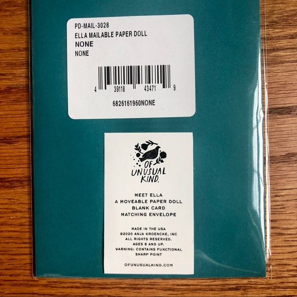 NWT Paper Doll+Card, “Ella”, by Of Unusual Kind - Picture 4 of 6